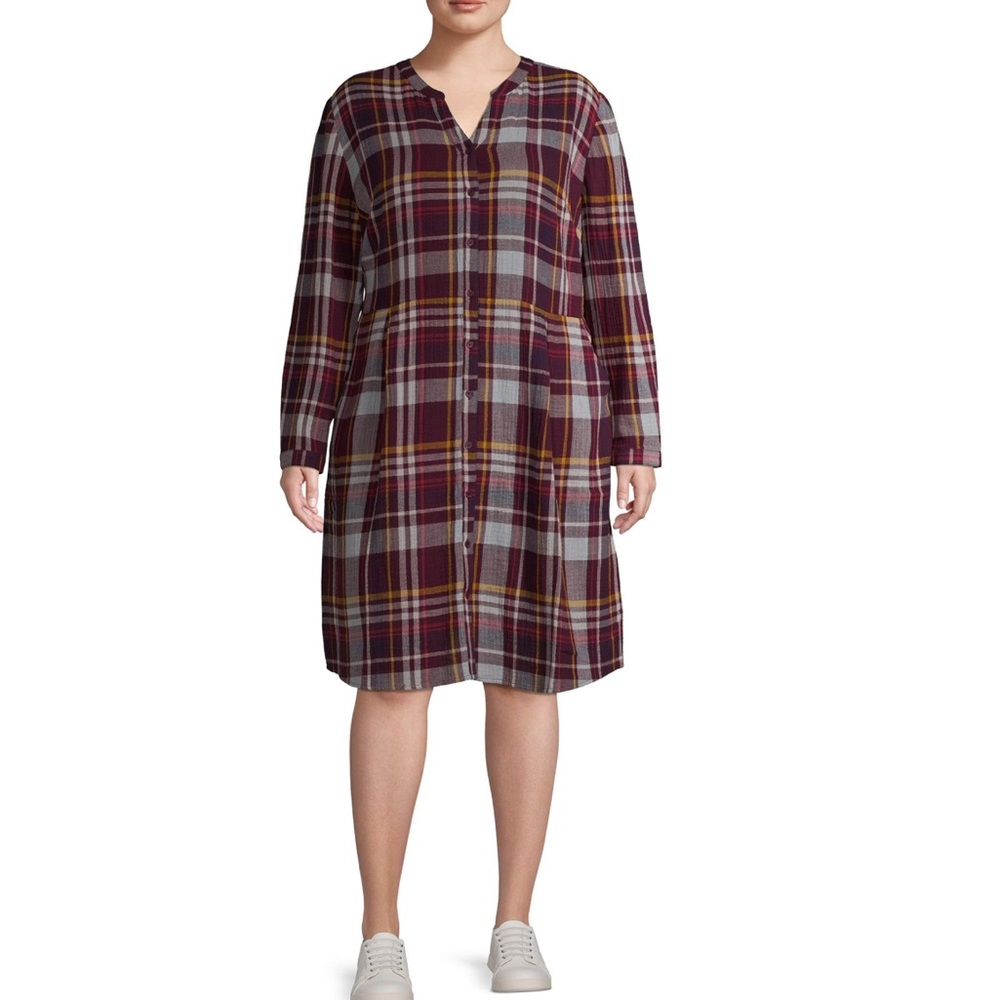 New Terra and Sky Red Plaid Dress